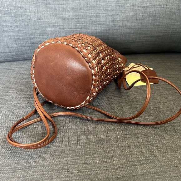 NWT LEATHER HAND CRAFTED BASKET SHOULDER BAG MADE IN INDIA - Picture 5 of 11